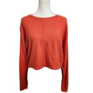 Free People Cashmere Blend Cropped Long Sleeved Orange Sweater, M